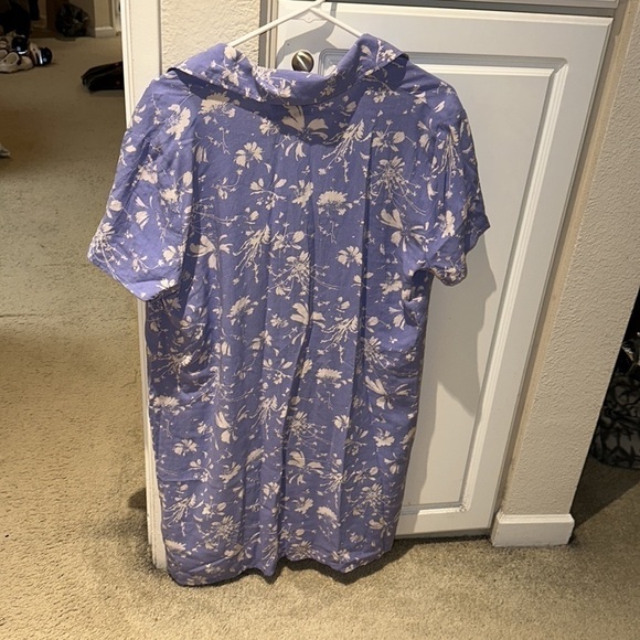 UO Wismer Printed Mini Shirt Dress - Periwinkle Blue & White - Size Large - NWT - Picture 6 of 7